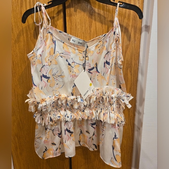 NWT XU Zhi Braid Canary Floral Print Women's Top - Cream & Yellow Sz 14Uk/ 10 Us - Picture 2 of 9
